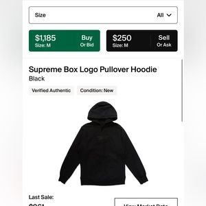 Supreme Box logo Black Hoodie size large